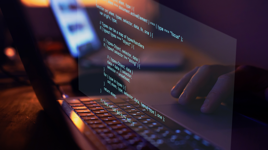 Programming code writing, software coding developing.