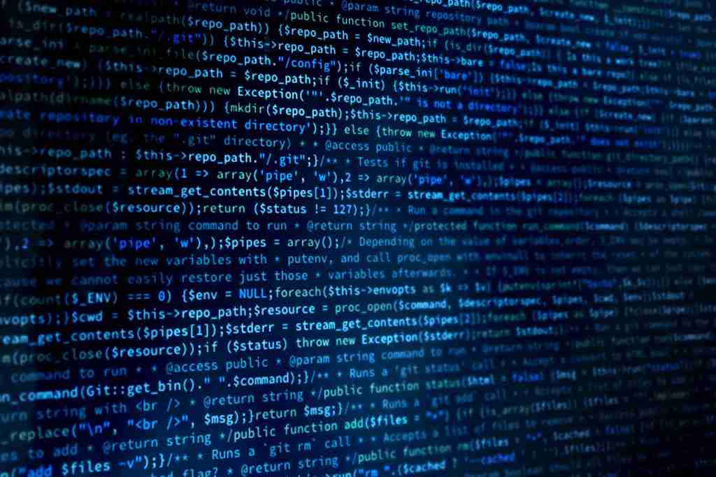 Software image of website code