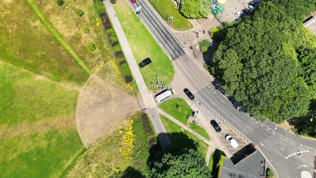 Aerial image of police van. Photo credit: NPCC