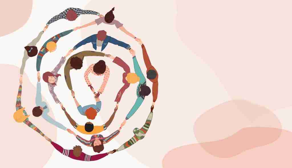 Graphic of people holding hands in a circle