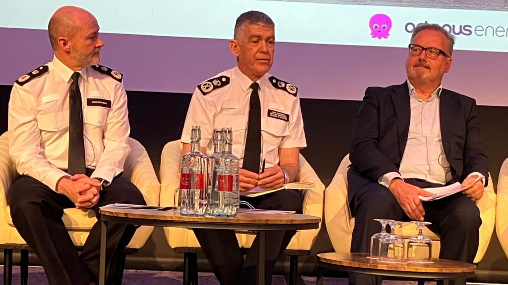 Sir Andy Marsh (centre) with Gavin Stephens (left) and John Battle.