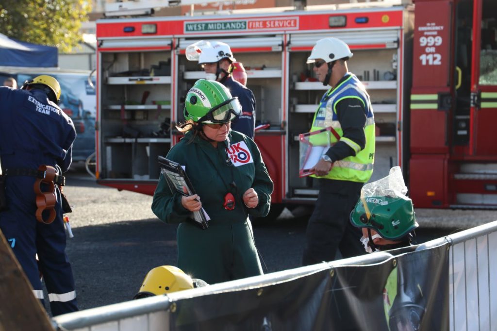 UKRO trauma assessor on scene at a training exercise.